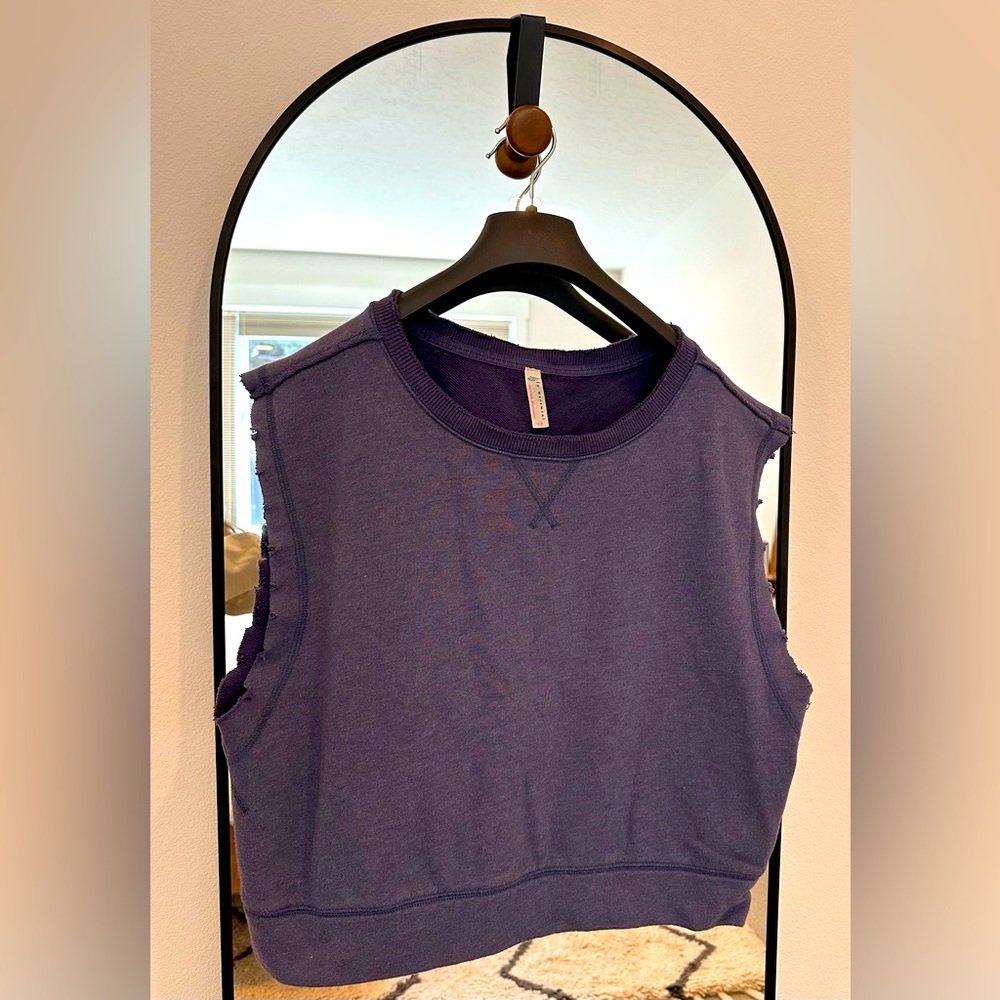 Free People Sleeveless Muscle Sweatshirt Blue Size Small